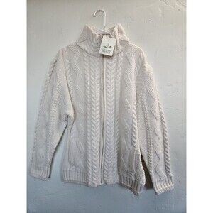 Original Aran Co. Zip Up Cable Knit Cardigan, 100% Merino Wool